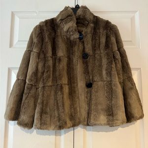 Inc faux fur cropped coat
